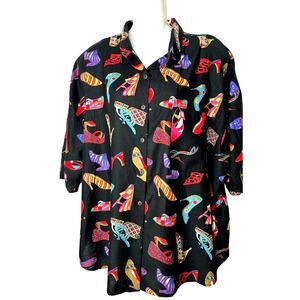 Vintage Jessica Stevens Woman Plus Shirt Top Whimsical Retro‎ Boho sz 22